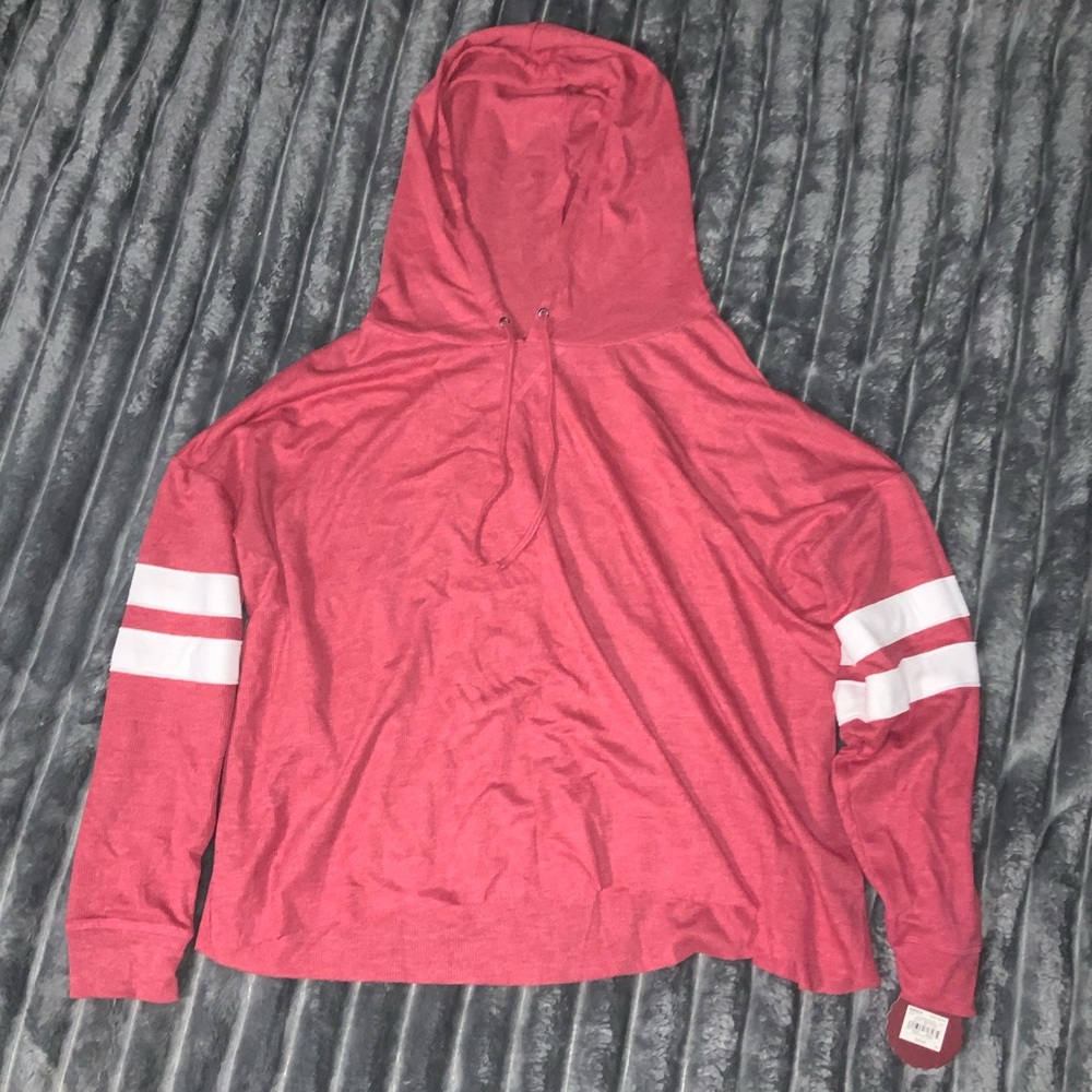 Sonoma Red Long Sleeve Hoodie with White Stripes
